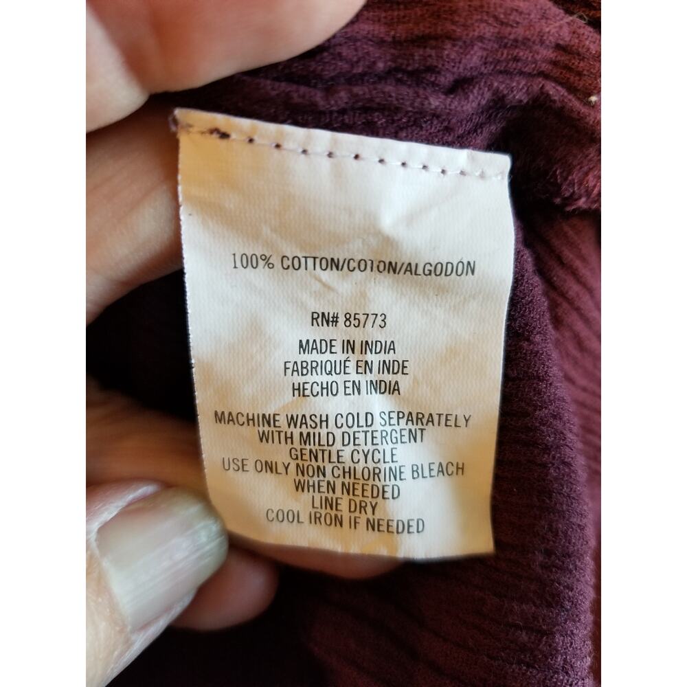 O'Neill Saltwater Burgundy Gauze Embroidered Bell Sleeve Beach Cover Up Large - Picture 9 of 10